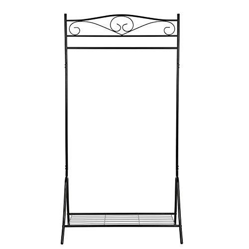 Songmics Höhe 173cm Metall Antik Kleiderständer Kleiderstange Garderobenständer mit Schuhablage Schwarz HSR01B - 3