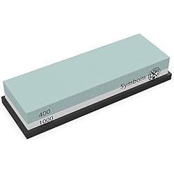 Symbom Pierre à aiguiser, Pierre à aiguiser affûteur de Couteaux 2-en-1 à Grain avec Support de Base en Silicium (Gris, 400/1000)