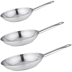 Kamberg - 0008111 - Set Lot 3 Poêles 20 / 24 / 28 cm - Acier inoxydable Haute Qualité - Finition Satinée - Tous feux dont induction