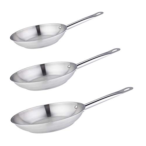 Kamberg - 0008111 - Set Lot 3 Poêles 20 / 24 / 28 cm - Acier inoxydable Haute Qualité - Finition Satinée - Tous feux dont induction