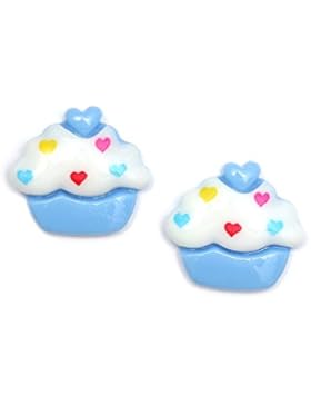 Idin Ohrclips - Blau-weiße Muffins (ca. 20 x 18 mm)