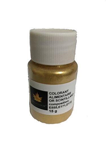 Polvo alimentario comestible, colorante de oro brillante, bote de 15 g