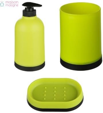 Set/Set/3 Piece Bathroom Accessories (Soap Dish, Soap Dispenser and 1 cup). green