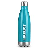 zanmini cola vuoto isolato bottiglia d' acqua, a doppia parete in acciaio INOX – bottiglia con 24 ore di caldo e 12 – 500 ml, 750 ml per escursionismo e campeggio (Blu 500ml)