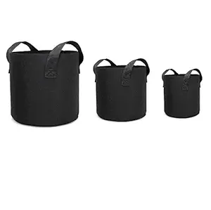 Wonderland (Pack of 3) Assorted Grow Bags Heavy Duty Container Thickened Nonwoven Fabric Plant Pots with Handles