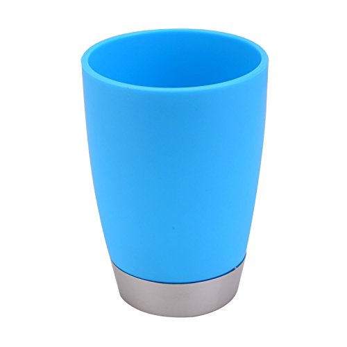 6tlg Badset Badezimmer Zubehör Bad Accessoire Set Badgarnitur Klobürste Seifenspender Zahnputzbecher Seifenschale Schwingdeckeleimer Blau - 6