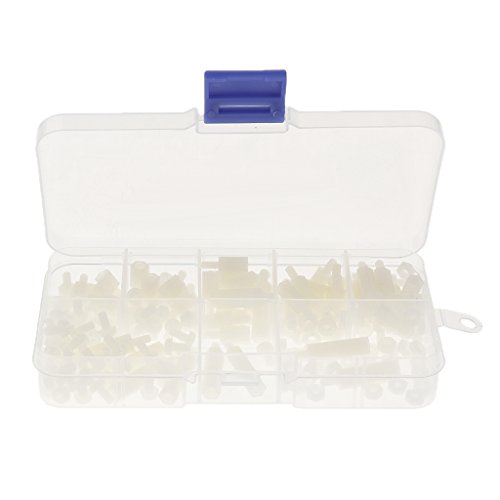 M3 Nylon Schraubenmutter Scheibe Sortiment Satz Sechskantschrauben Pattsituation Box - Weiß, 180pcs
