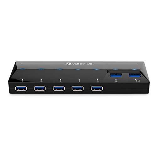 USB 3.0 Hub, ONCHOICE 6 Ports USB 3.0 + 1 QC Ladeport 1.5A Quick Charge LED-Anzeigen mit 5V/4A Netzteiladapter für MacBook,Windows Laptop, iPhone, iPad, Samsung und andere USB 3.0 kompatibel Geräten - 8