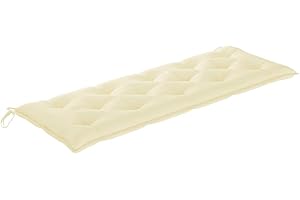 FIRBNUS Cojín para Banco de jardín Tela Blanco Crema 150x50x7 cm Cojines Exterior Colchoneta Banco Jardin Cojines Banco Exterior Cómodo Y Duradero para Usar En Exteriores Diseño Universal