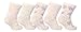5 Pairs Baby Elle BE05 Girls White with Flowers Ankle Socks (3-5 (12-24 Months))