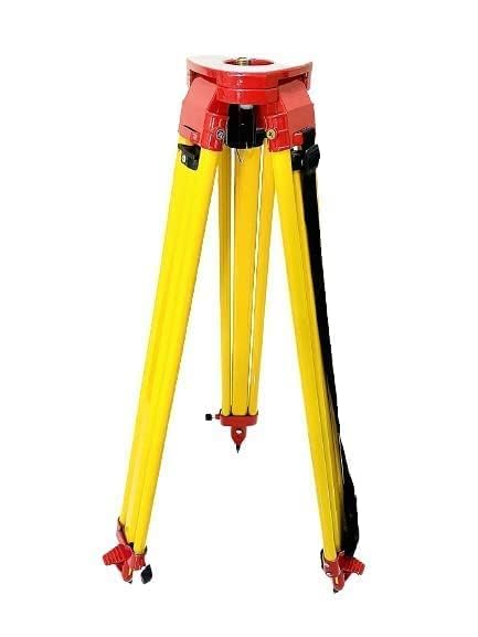 Aluminium Tripod Stand for Auto Level, Theodolite & Total Station-Survey Level Equipment Stand- Double Lock/Adjustable Height/Powder Coated Finish (Colour- Yellow/Size - Standard)