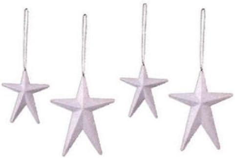 Sunset Vista Designs Rusty Hinge Ornaments, White Stars, Set of 4