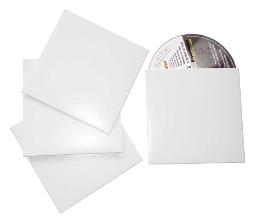 100 CD Kartonstecktaschen aus Chromokarton weiß glänzend gestrichen, Premium leere CD Hüllen aus Karton (Papphüllen) für je 1 Disc
