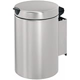 Brabantia Pedal Bin - Cubo de basura mural, 3 litros, cubo interior de plástico extraíble, acero mate