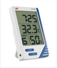 Goliton® Indoor Outdoor Digital LCD Thermometer Hygrometer Feuchtigkeit Messinstrument Uhr KT-908 – Weiß - 2