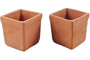 Melody Jane Dolls House 2 Large Square Clay Terracotta Tree Plant Pots 1:12 Garden Accesso