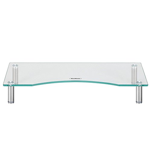 VonHaus Gebogener Ständer aus Glas für Computer, Laptops & TV – 56 x 24cm - 3