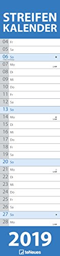 Preisvergleich Produktbild Streifenkalender XL BLAU 2019 - Notizkalender, Wandkalender - 15 x 64 cm