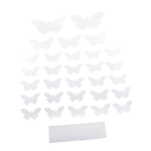Preisvergleich Produktbild Gazechimp 3D Spiegel Wandaufkleber Wandtatoo, Wohnzimmer Deko - 30× Schmetterling-Silber