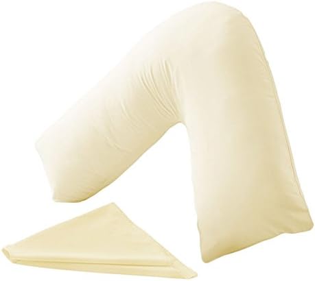 Polycotton Back &amp; Neck Support V Shaped Orthopedic/Pregnency/Nursing Pillow Case Cover Color Cream by EXQUIZIT HOME.