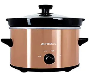 Pringle Electric Slow Cooker 4 Litre | Ceramic Pot with Glass Lid | Copper Color FW 1809 (Single)