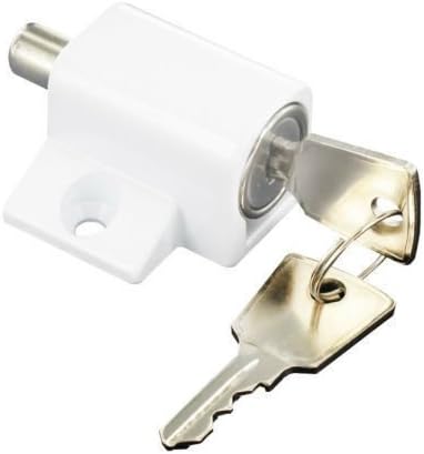 New White Sliding Patio Locking Door Bolt / Window Security Lock +2 Keys +Fixings