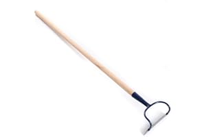 R.G. Gartenwerkzeuge Handgeräte Hacke Gartenhacke Unkrauthacke Handjäter mit Holzstiel, Blau,Grün,Schwarz (Hacke mit Bügel und Stiel)