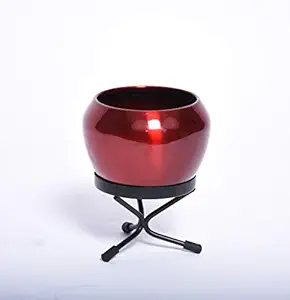 HINS Red Shiny Metal Polka Round Shape Flower Plant & Pot With Stand (Red, Large) Metal Pots For Indoor Plants I Elevated Garden Planter I Raised Planter I Desk Plant I Raised Planter Box I Ascent Homes Metal Planter I Raised Planter Box With Legs I Brass Pots For Indoor Plants I Golden Planter I Mid Century Plant Stand I Brass Planters For Indoor Plants I Indoor Plant Stand For Living Room I Metal Planters Pot For Indoor Plants designer pots for indoor plants