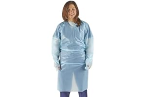 10 Abiti a maniche lunghe per isolamento medico con passante per il pollice GENERISE, resistenti ai fluidi, usa e getta, adatti per uso personale e paziente