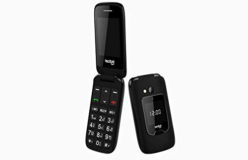 Facitel, Teléfono móvil fácil Uso para Personas Mayores con Tapa, Negro