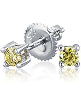 925 Silver Simulated Citrine CZ Kids Screwback Stud Earrings