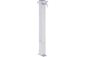 vidaXL Fuente de Agua, Grifo con Soporte Manguera, Columna de Agua, Fuente de Pie para Jardín Patio, Acero Inoxidable Cuadrada 100 cm