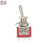 (2A 250VAC / 5A 120VAC) RENCALO 5 unids Interruptor de Palanca roja DPDT On-Off-On 6 Pins 3 Posiciones 5A 120Vac / 2A 250Vac