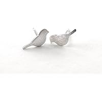 Selia Vogel Ohrring Bird Mini Ohrstecker silber brushed gebürstet Optik handgemacht Modeschmuck Schmuck, minimalist