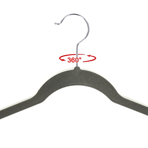 Songmics 20 Stück Samt Kleiderbügel mit rutschfeste Oberfläche dünn, für Kleid/Damen/Strap Tops, Grau CRF20F - 5