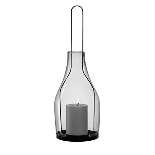 Leonardo 034578 Giardino Lampion 41 cm basalto, Glas, Grau, 14 x 14 x 41 cm