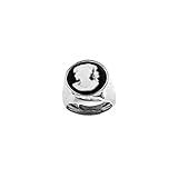 ✅ Tamaño ajustable Padre Nostro Anillo Chevalier Woman en 925 Silver Pinkie Rings Tamaño Ajustable Sello de joyería (Cameo - Azul Medianoche)