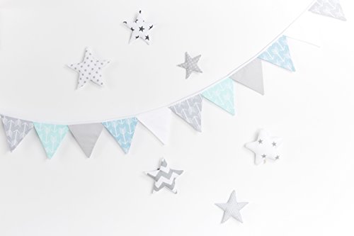 KraftKids Dekoration Wimpelkette Pfeile mint blau grau