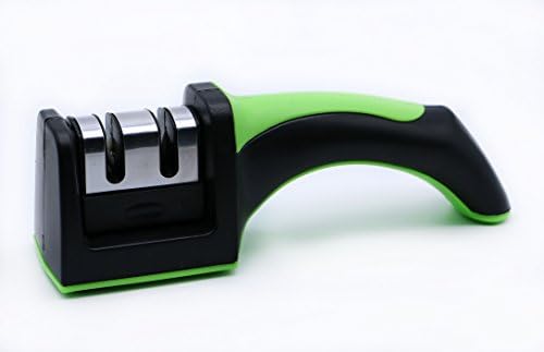 Knife Sharpener for Straight and Serrated Knives, 2-Stage Tungsten Steel and Ceramic Rod Sharpening System, Sharpens Dull Knives Quickly, Repair and Restore Knives