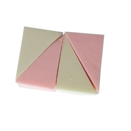 Wedge shape latex facial cleansing sponge. Pack of 4