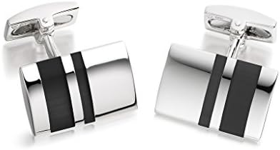 Genuine Hoxton London Mens Jewellery Sterling Silver and Grey Cats Eye Stripe Cufflinks