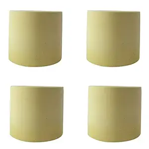 Caajib D cor s Flower Pot Diametric Design Light Yellow Colour Concrete Pot Pack of 4