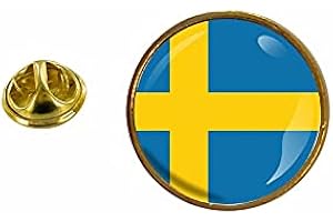 Akachafactory - Spilla con bandiera svedese e rotonda, motivo: coccarda