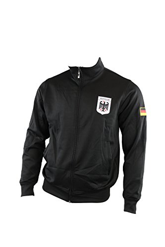 Moderne und zeitlose Herren Deutschland Trainingsjacke in schwarz mit zwei Taschen auf der Vorderseite, Gr. XL