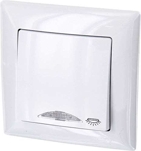 Up pulsador con luz de símbolo + LED de iluminación - All-in-One - Marco + rasante de uso + Protectora (Serie G1 Color Blanco)