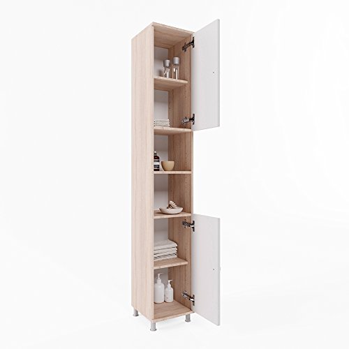 Badschrank FYNN 190 cm Eiche Sonoma – Badezimmerschrank Hochschrank Badmöbel Badregal - 6