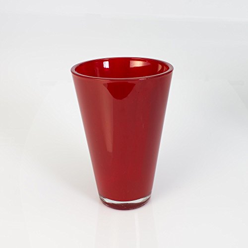 Konische Glasvase ANNA, rot, 21cm, Ø 14cm - Blumenvase / Tischvase