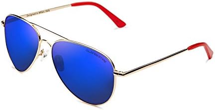 Clandestine Aviator Gold R Dark Blue - Polarised Men &amp; Women Sunglasses