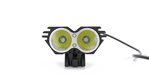 WEWOM X2 High-Tec LED Fahrradbeleuchtung CREE XM-L mit 2400lm inkl. 4800mAh Akkupack und Lagegeräte (Schwarz) - 2