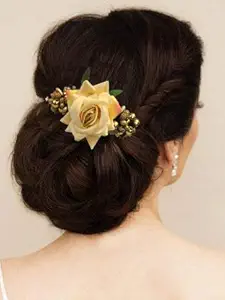 Hair Flare Hair Accessories for Women 1941 Pins Artificial Flowers Accessories for Weddings (Peach)